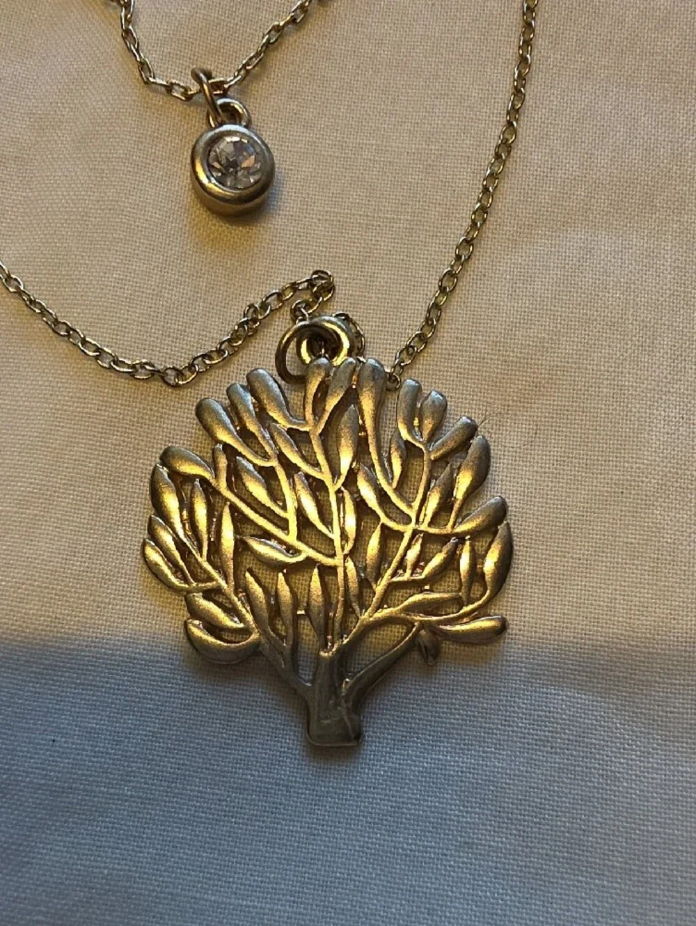 Gold-Tone Tree of Life Pendant Necklace with Crystal Charm